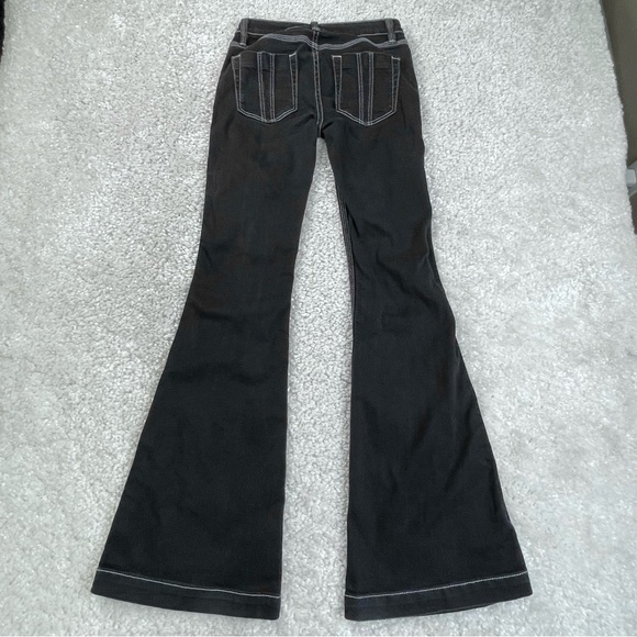 Burberry Brit Flare Black Jeans. Retro 70s Contrast Stitch. Tagged 27, Actual 24 - Picture 3 of 15